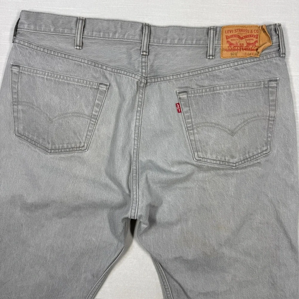 Levis 501xx Jeans Mens 44x32 (Fits 41X29)‎ Straight Gray Selvedge Stained